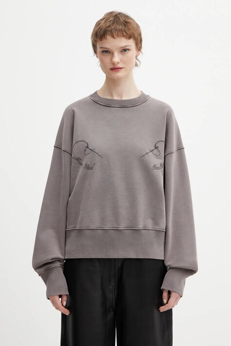 Jean Paul GAULTIER bluza bawełniana Needles damska kolor brązowy z aplikacją 26/01-W-TO406-J034