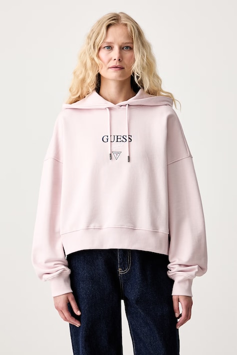 Guess Jeans кофта з капюшоном жіноча бавовняна рожева W6RQ00 K68I4