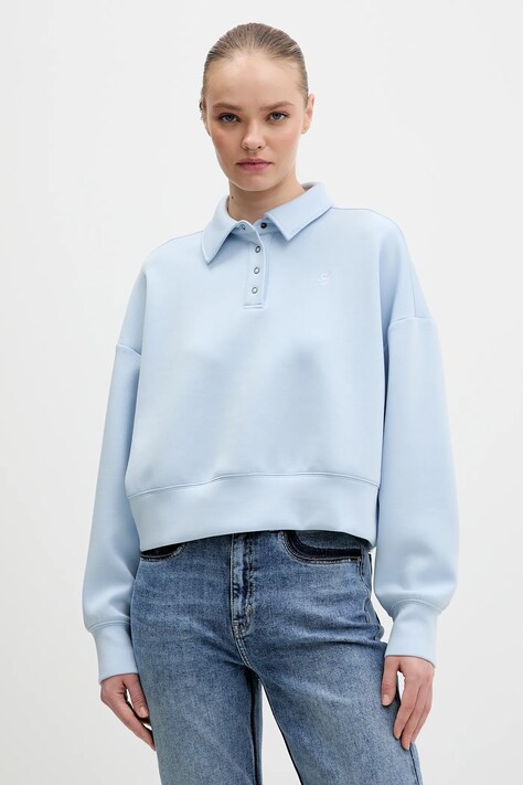 Guess Jeans bluza damska kolor niebieski gładka W6RQ05 KD122