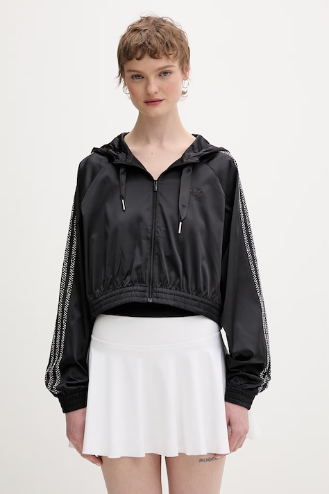 adidas Originals dukserica na zakopčavanje za žene Pearl crna KC7864