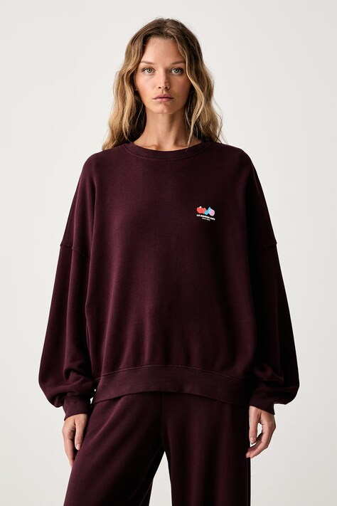 American Vintage bluza damska z bawełną bordowa ATU03D