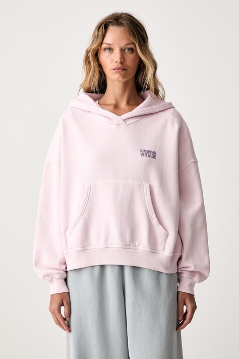 American Vintage felpa con cappuccio da donna in cotone rosa PLI03D
