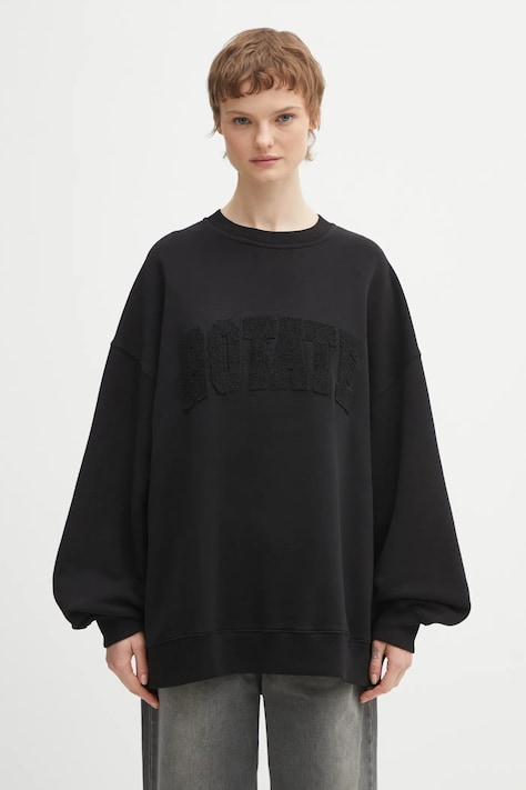 Rotate bluza bawełniana damska kolor czarny gładka 115316100