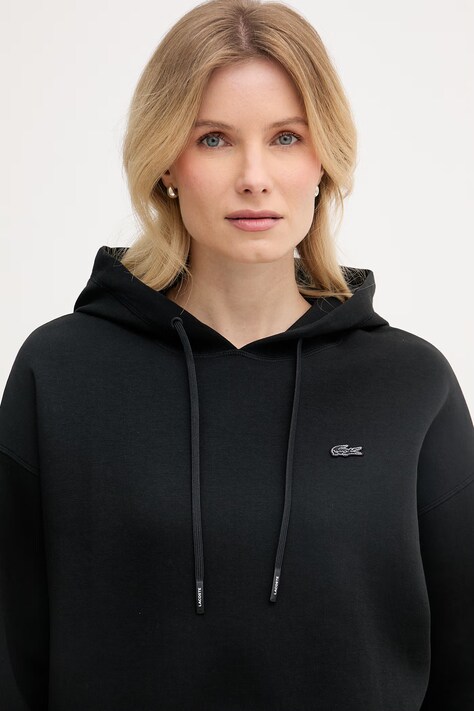 Lacoste кофта з капюшоном жіноча з бавовною — SS26-BLD0DD, чорний — фото 4