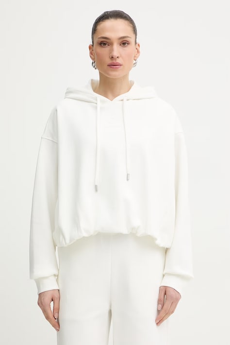 Trussardi bluza z kapturem damska bawełniana beżowa G8566000235N