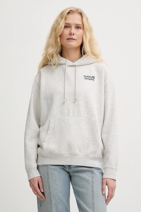 Levi's bluza GRAPHIC EVERYDAY damska kolor szary z kapturem z nadrukiem A8801-0046