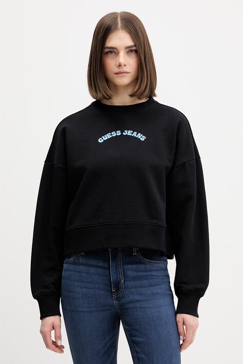 Guess Jeans mikina dámska bavlnená čierna W6GQB0 K68I4