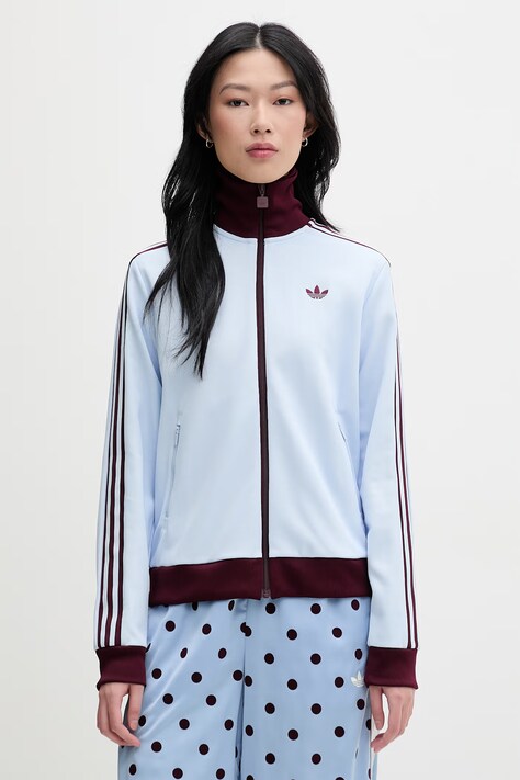 adidas Originals bluza rozpinana damska z bawełny niebieska KD3741