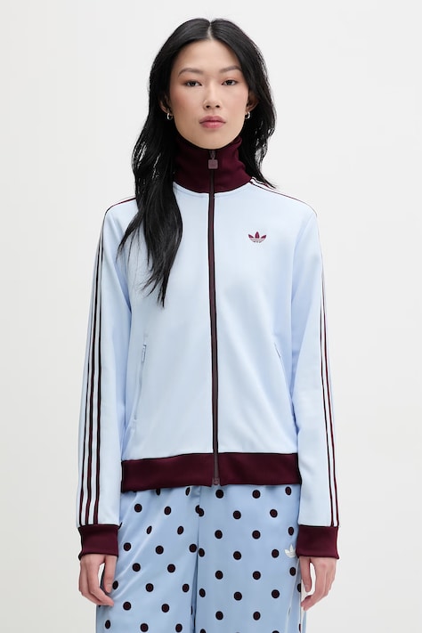 adidas Originals bluza rozpinana damska z bawełny niebieska KD3741