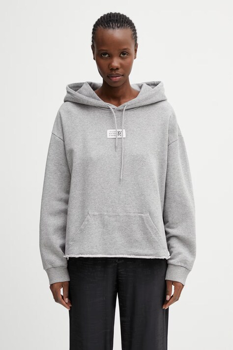 MM6 Maison Margiela bluza z kapturem bawełniana damska szara S52GU0235.M25025.853M