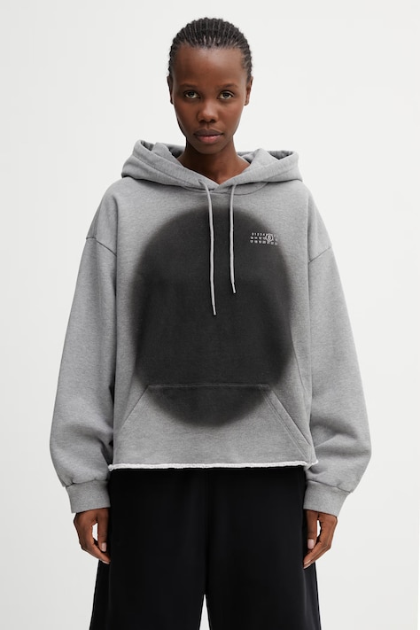 MM6 Maison Margiela bluza z kapturem bawełniana damska szara S52GU0252.S25337.853M