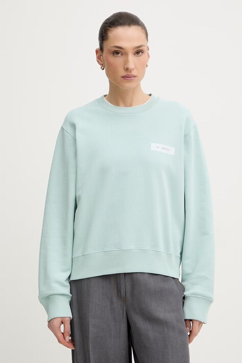 MM6 Maison Margiela bluza bawełniana damska kolor turkusowy z nadrukiem S52GU0256.M25025.544