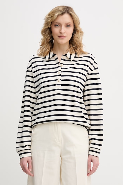 United Colors of Benetton longsleeve damski bawełniany beżowy 3PNUD3018