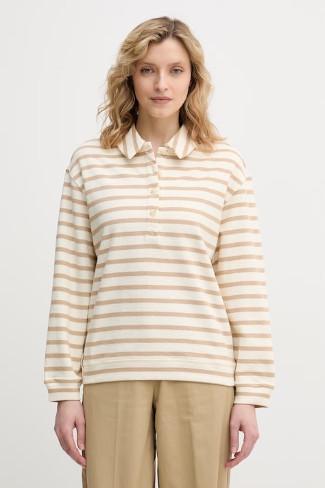 United Colors of Benetton longsleeve damski bawełniany beżowy 3PNUD3018