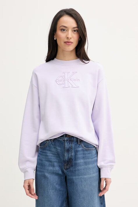 Calvin Klein Jeans mikina dámská bavlněná fialová LV047F204G