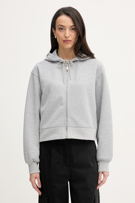 Calvin Klein Jeans dukserica sa kapuljačom ženska siva LV047F236G