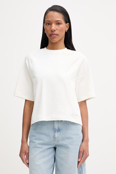 Marc O'Polo T-shirt basic damski bawełniany beżowy 5000008257