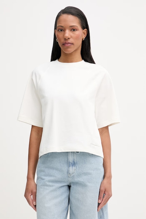 Marc O'Polo T-shirt basic damski bawełniany beżowy 5000008257