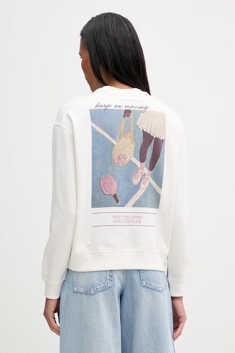 Marc O'Polo bluza oversize damska bawełniana beżowa 5000009632