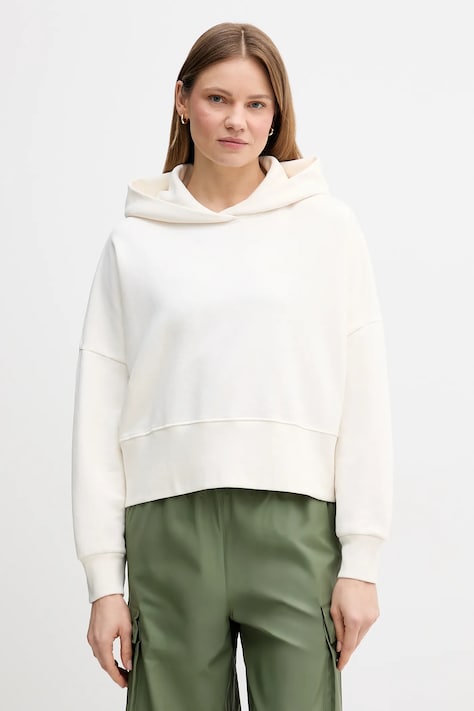 Marc O'Polo bluza bawełniana damska kolor beżowy z kapturem gładka 5000013146