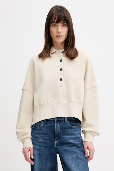 Marc O'Polo bluza bawełniana damska kolor beżowy z nadrukiem 5000013182