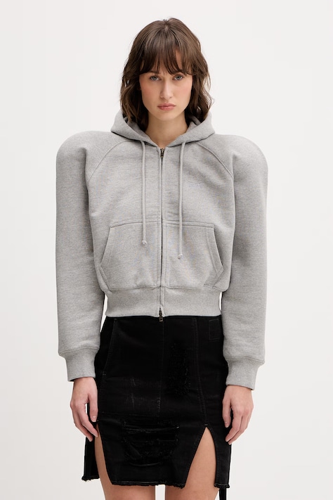 VETEMENTS bluza bawełniana damska kolor szary z kapturem melanżowa WE76ZU503G