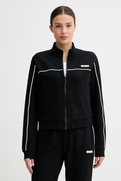 Mikina Guess CLARA dámská, černá barva, s aplikací, V6GQ09 K3001