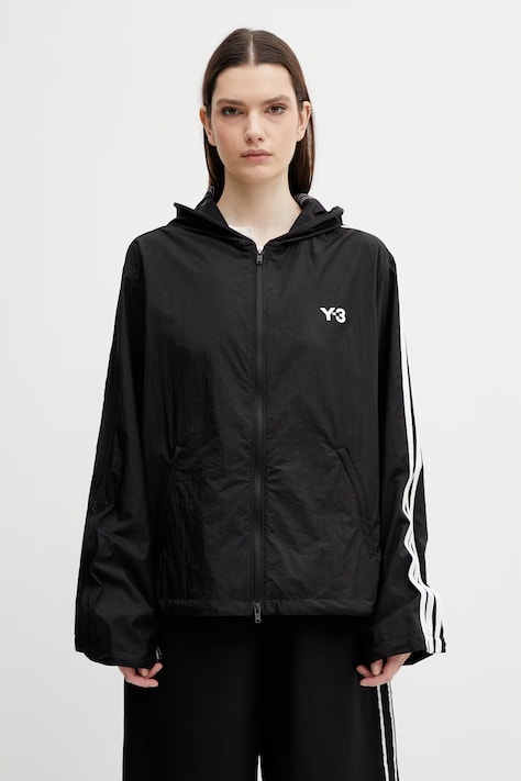 Y-3 bluza NYL WIRE 3S TT damska kolor czarny z kapturem z aplikacją KF1085