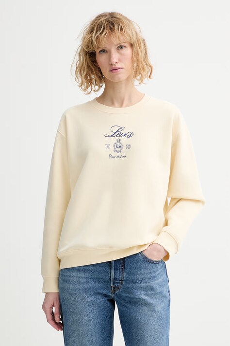 Levi's bluza GR EVERYDAY CREW damska kolor beżowy z aplikacją A8800-0088