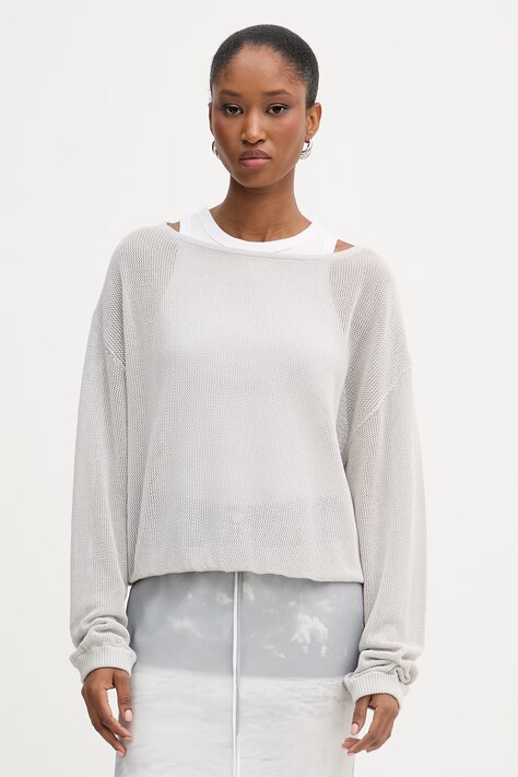 Patrizia Pepe sweter damski bawełniany szary 2K0373 K327