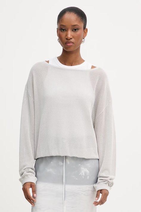 Patrizia Pepe sweter damski bawełniany szary 2K0373 K327