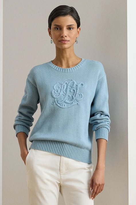 Lauren Ralph Lauren bluza damska bawełniana niebieska 200P08805