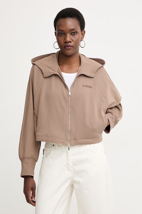 Max&Co. bluza z kapturem damska bawełniana z elastanem MCODONNOLA brązowa 2616921014200