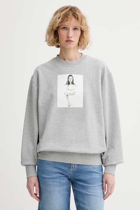 Calvin Klein μπλούζα γυναικεία βαμβακερή γκρί LV040502WF