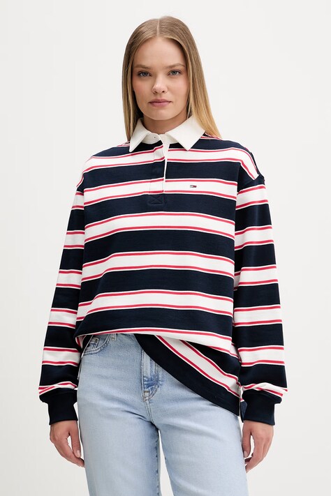 Tommy Jeans longsleeve damski bawełniany granatowy DW0DW22540