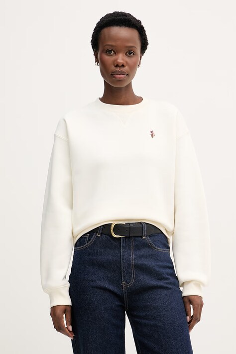 U.S. Polo Assn. μπλούζα γυναικεία με βαμβάκι DHM CREW NECK SWEAT μπεζ WUP2280