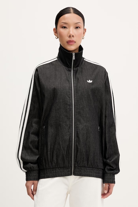 adidas Originals dukserica na zakopčavanje ženska od pamuka crna KW8758