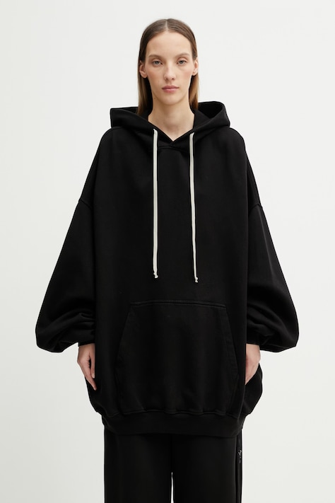 Rick Owens DRKSHDW Hun bluza z kapturem bawełniana damska czarna DS01F4232.FP