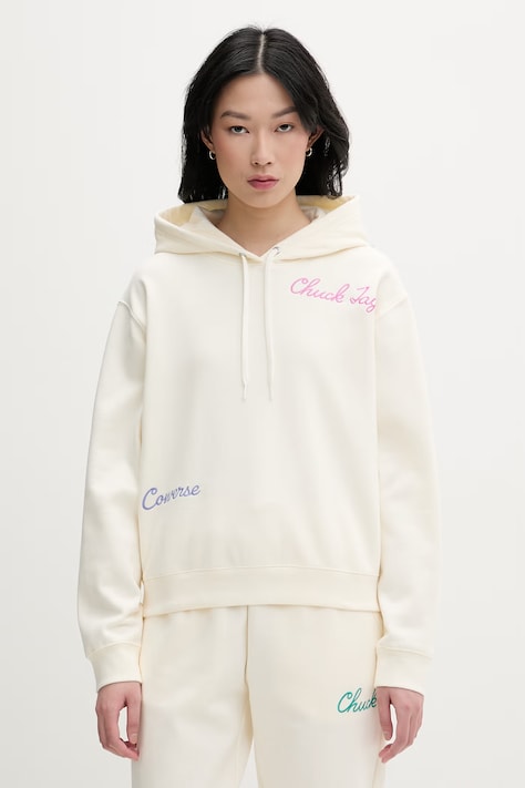 Converse bluza z kapturem damska beżowa CVW6H095