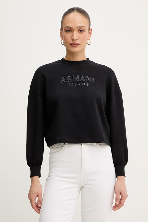 Armani Exchange bluza damska kolor czarny z nadrukiem XW002049 AF21298