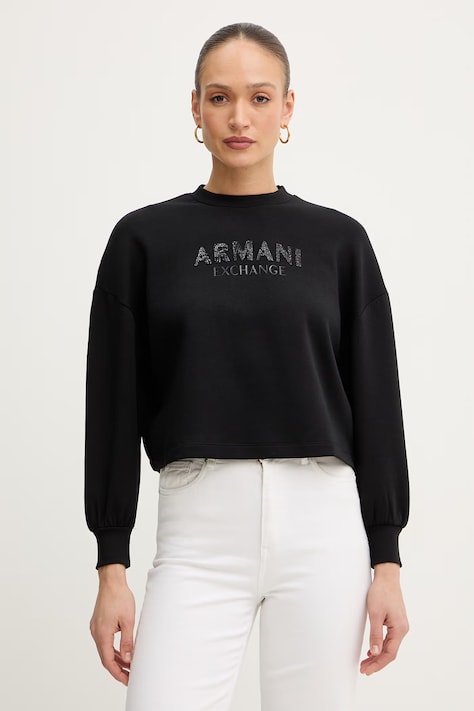 Armani Exchange bluza damska kolor czarny z nadrukiem XW002049 AF21298
