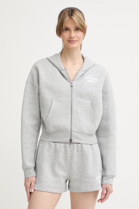 Under Armour bluza rozpinana z kapturem damska z bawełną Icon szara 6010978