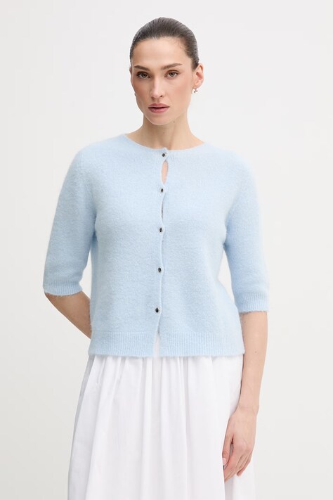 OUI kardigan z dodatkiem alpaki damski kolor niebieski lekki 96615