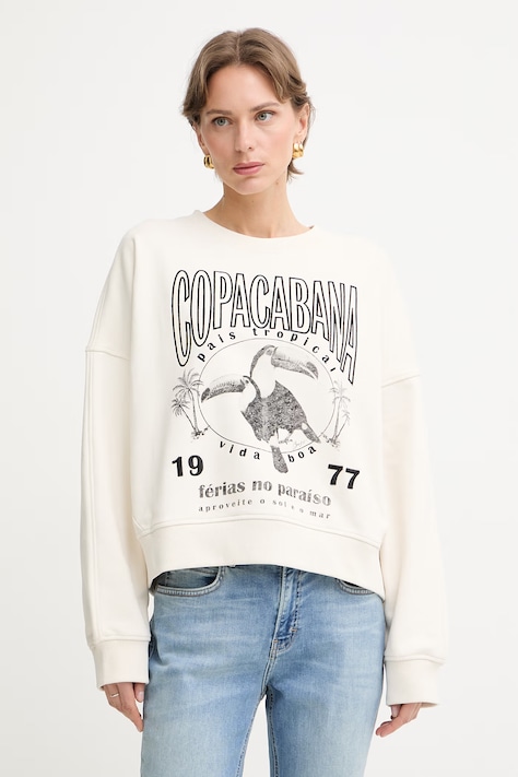 BOSS Orange bluza damska bawełniana C Ever 4 beżowa 50565140