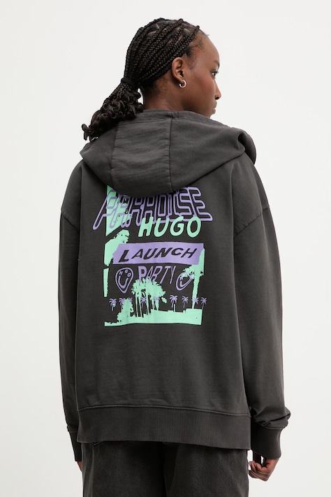 HUGO Blue bluza rozpinana damska bawełniana Doa B_4 szara 50560881