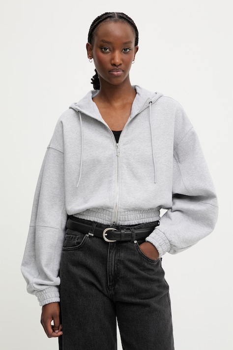 HUGO Blue μπλούζα με κουκούλα και κουμπιά Γυναικεία βαμβακερή Dolpie_B γκρί 50563749