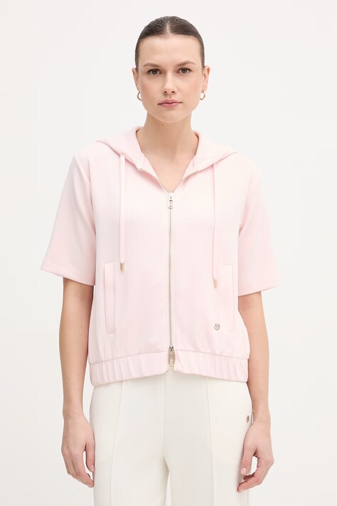 Joop! bluza damska kolor różowy z kapturem gładka 30100712