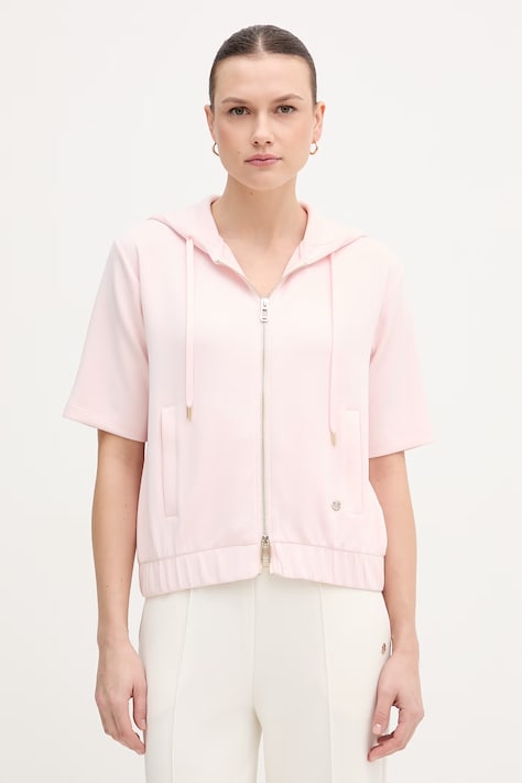 Joop! bluza damska kolor różowy z kapturem gładka 30100712