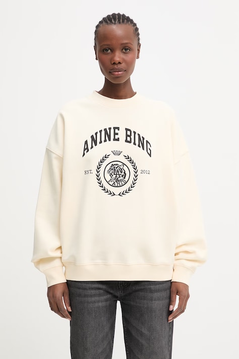 Anine Bing MILES SWEATSHIRT COLLEGIATE - CREAM bluza bawełniana damska beżowa A.08.12486.WKHA3