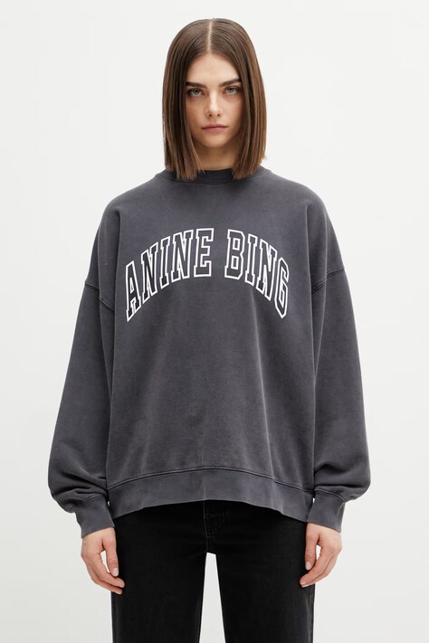 Anine Bing MILES SWEATSHIRT NEW CLASSIC - WASHED BLACK bluza bawełniana damska czarna A.08.12490.WBL1